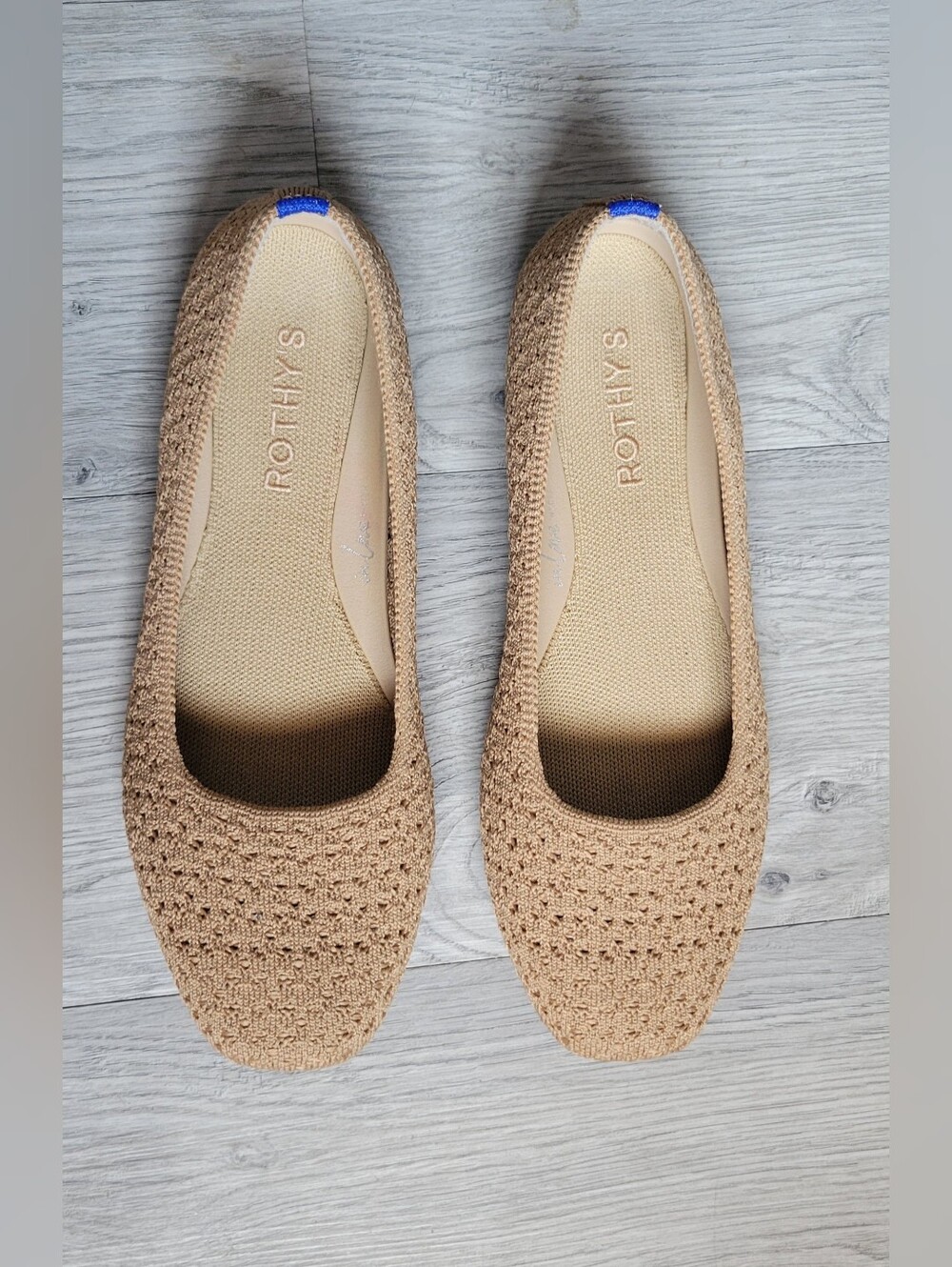 Rothy's The Max Square Toe Wren Crochet Tan Camel Flats, Women's US 7.5 EU 37.5 - Picture 4 of 15